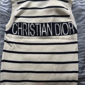 Christian Dior Women's Striped Sleeveless Top - Black and Cream